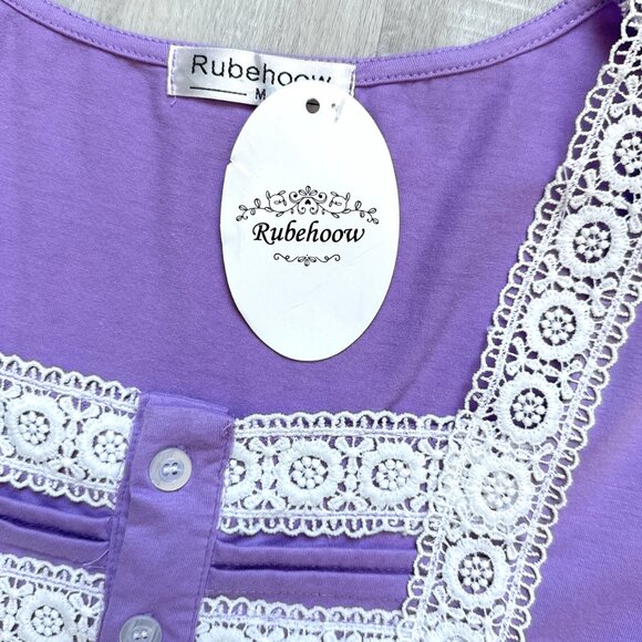 NWT Purple Maxi Nightgown with Crochet Lace - Picture 6 of 7